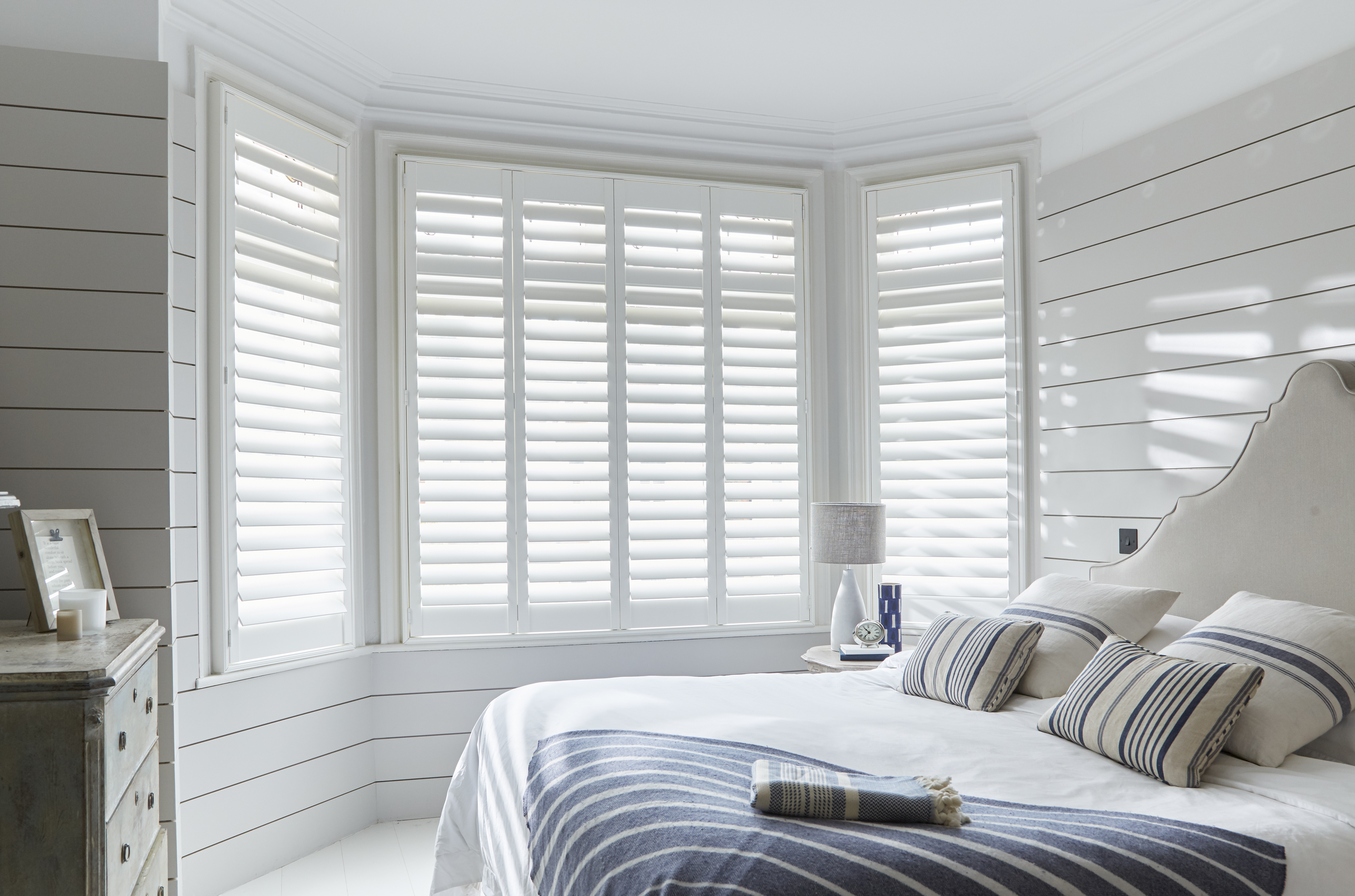 Seattle MDF shutters in Pure White