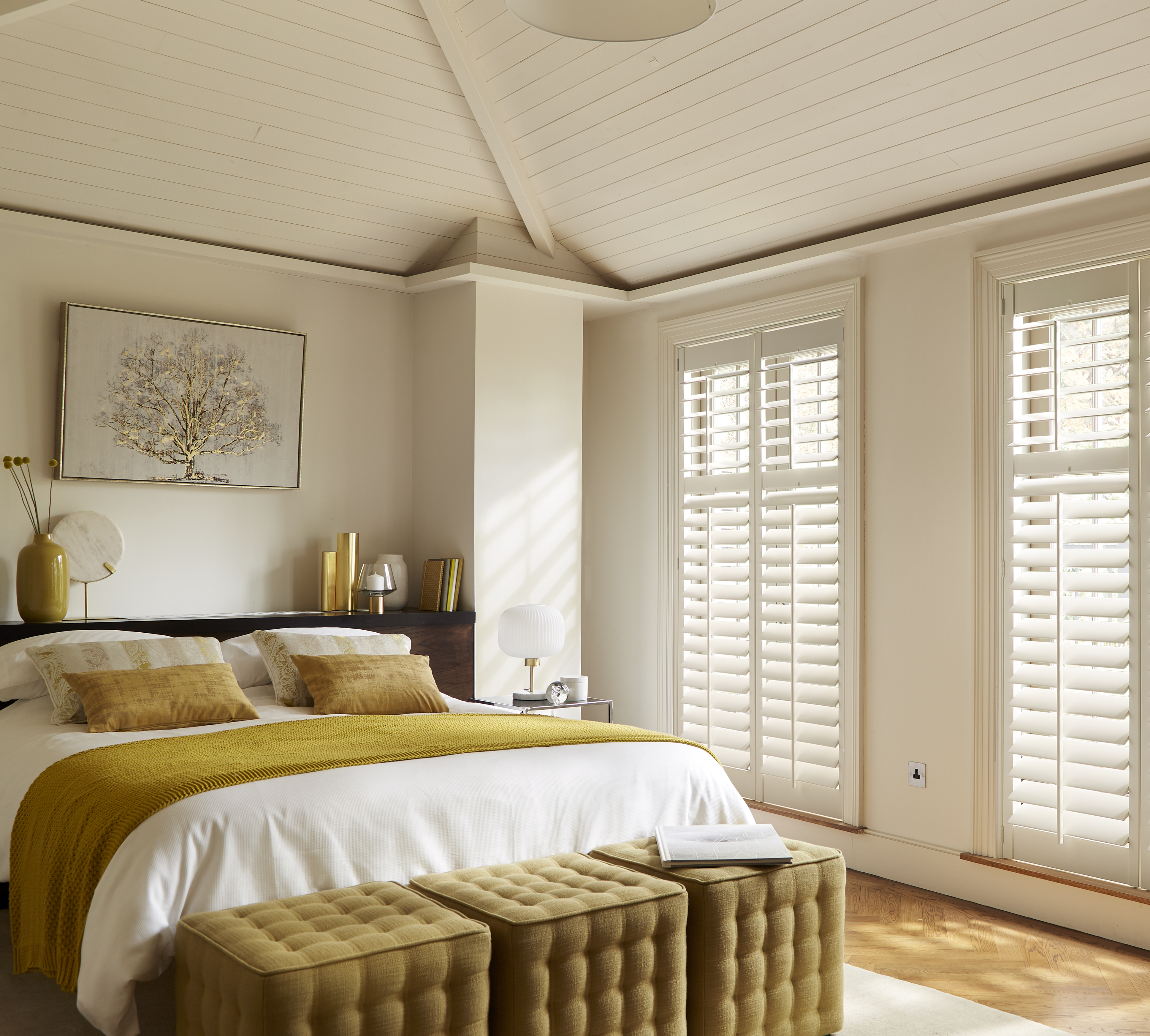 Full-height shutters in Silk White