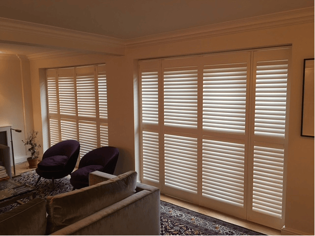 Full-height shutters in a living room