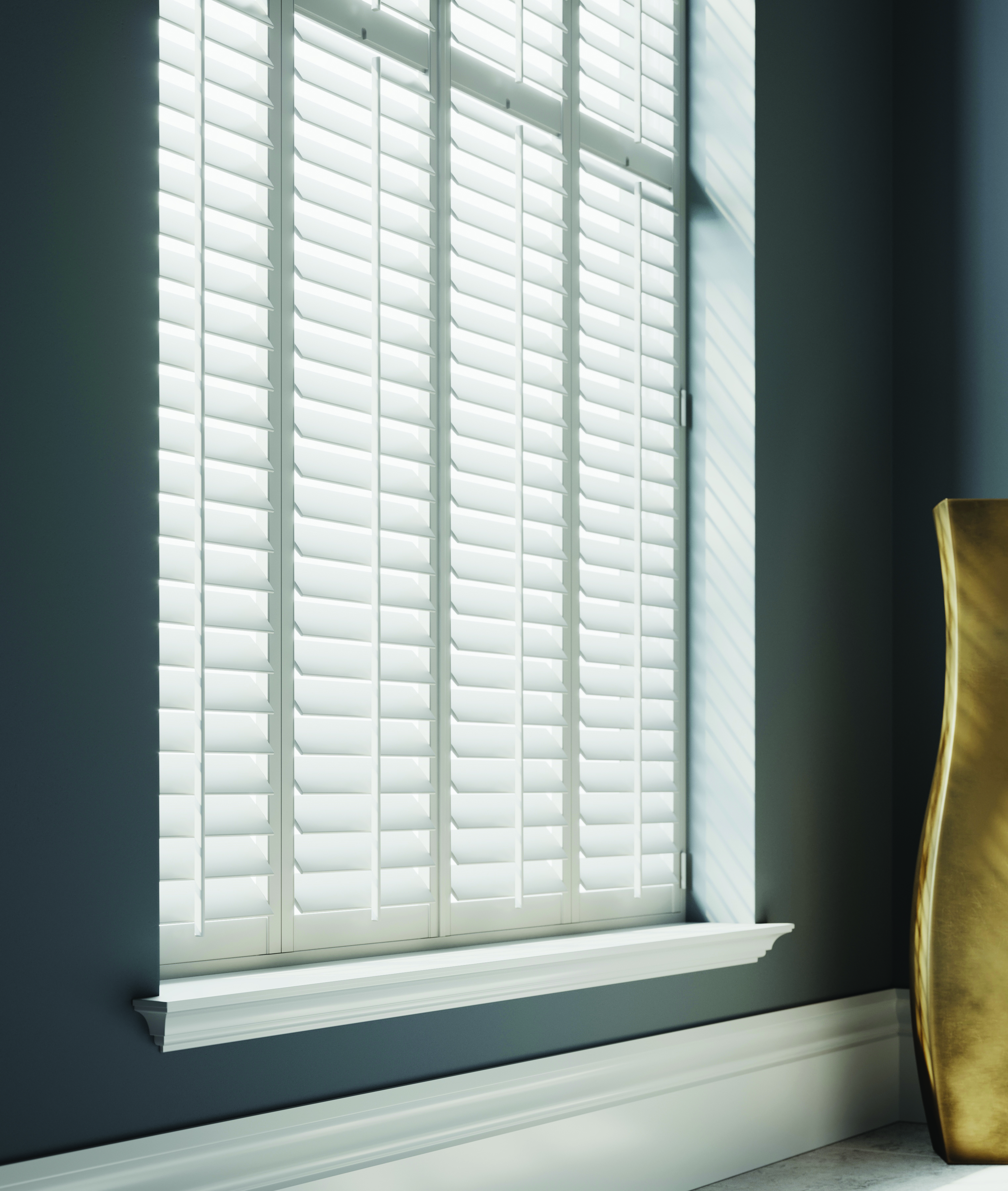 Madison full-height shutters with 89mm louvres