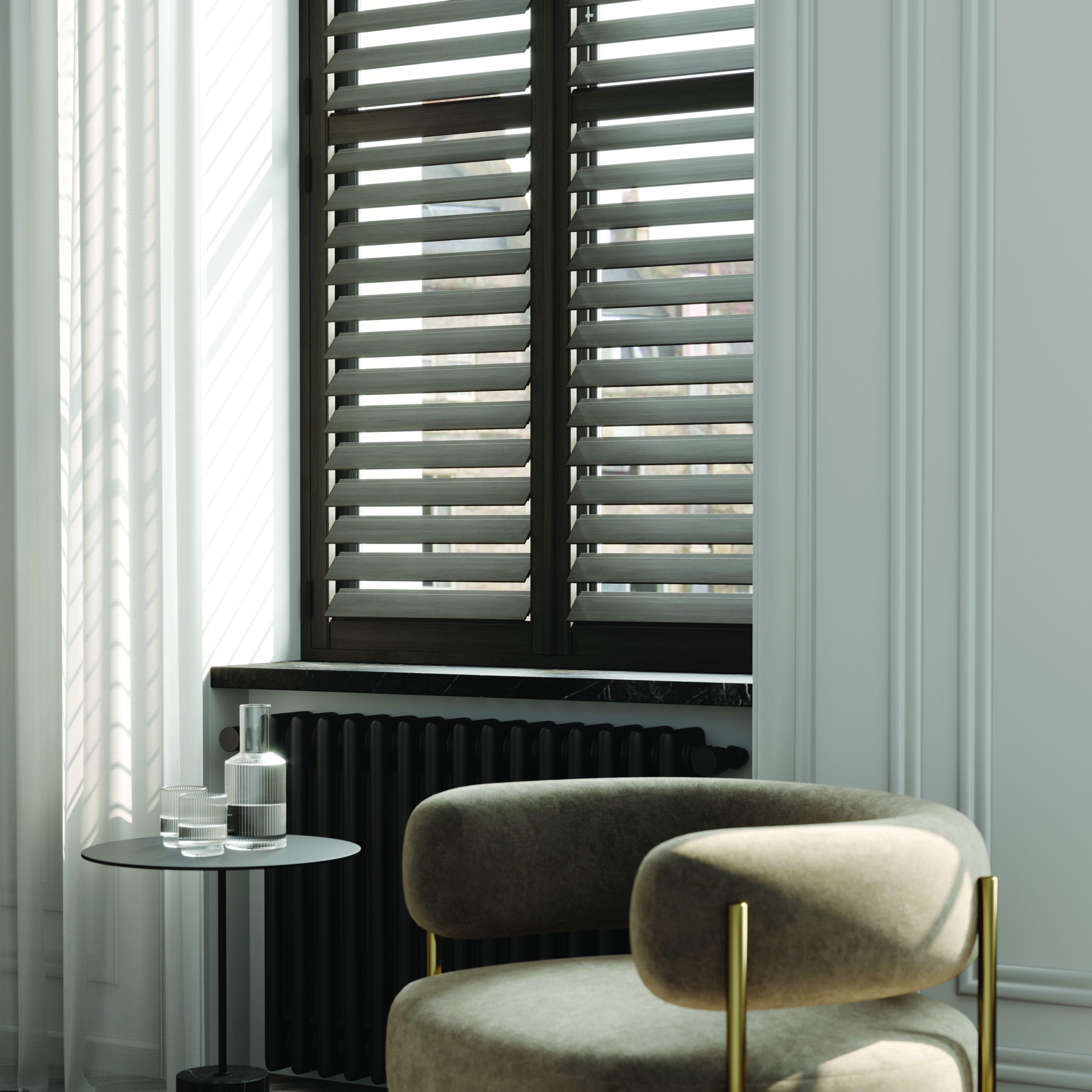 Madison Urban American Walnut shutter room setting