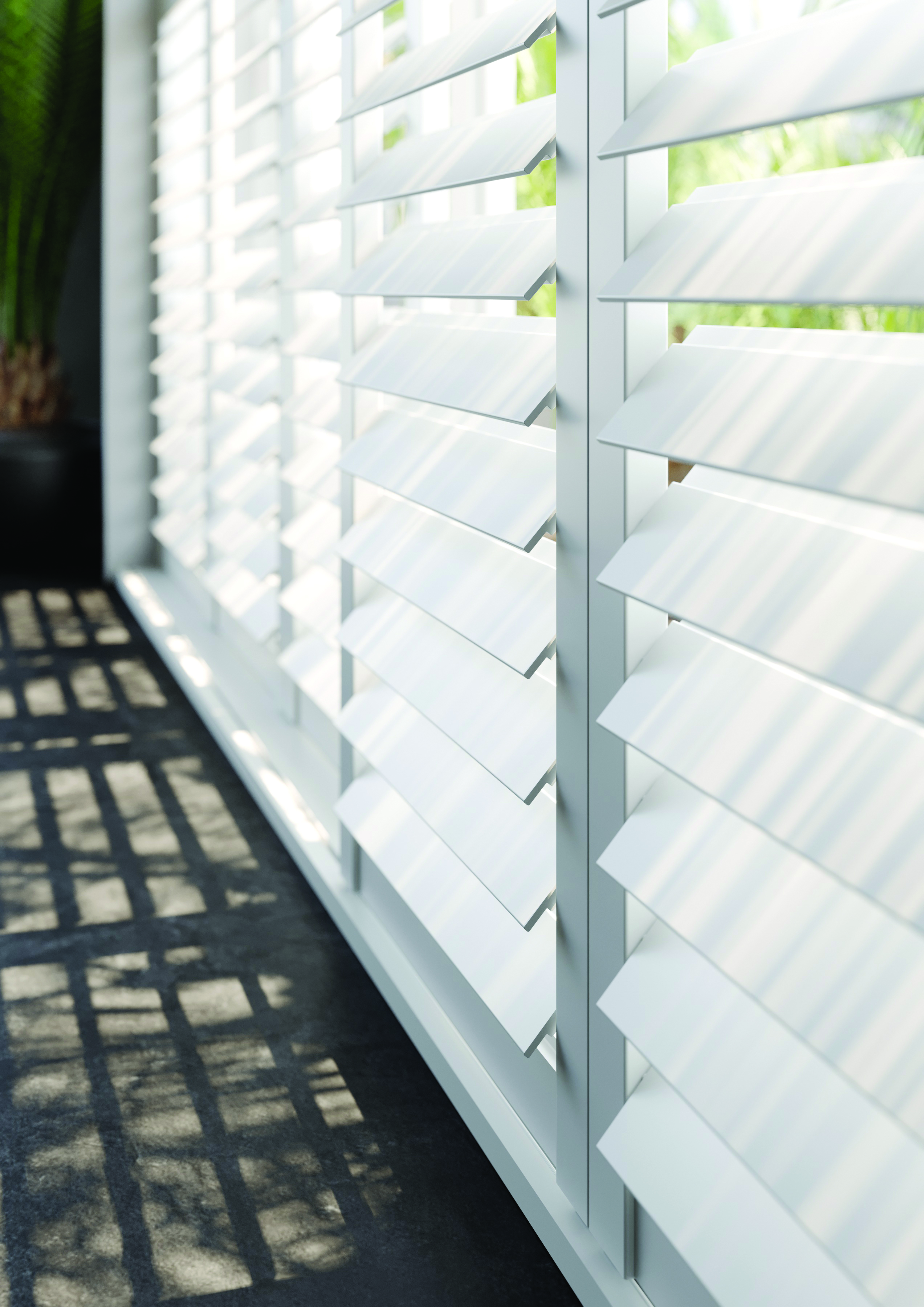 Elegant shutters in a carefully styled interior