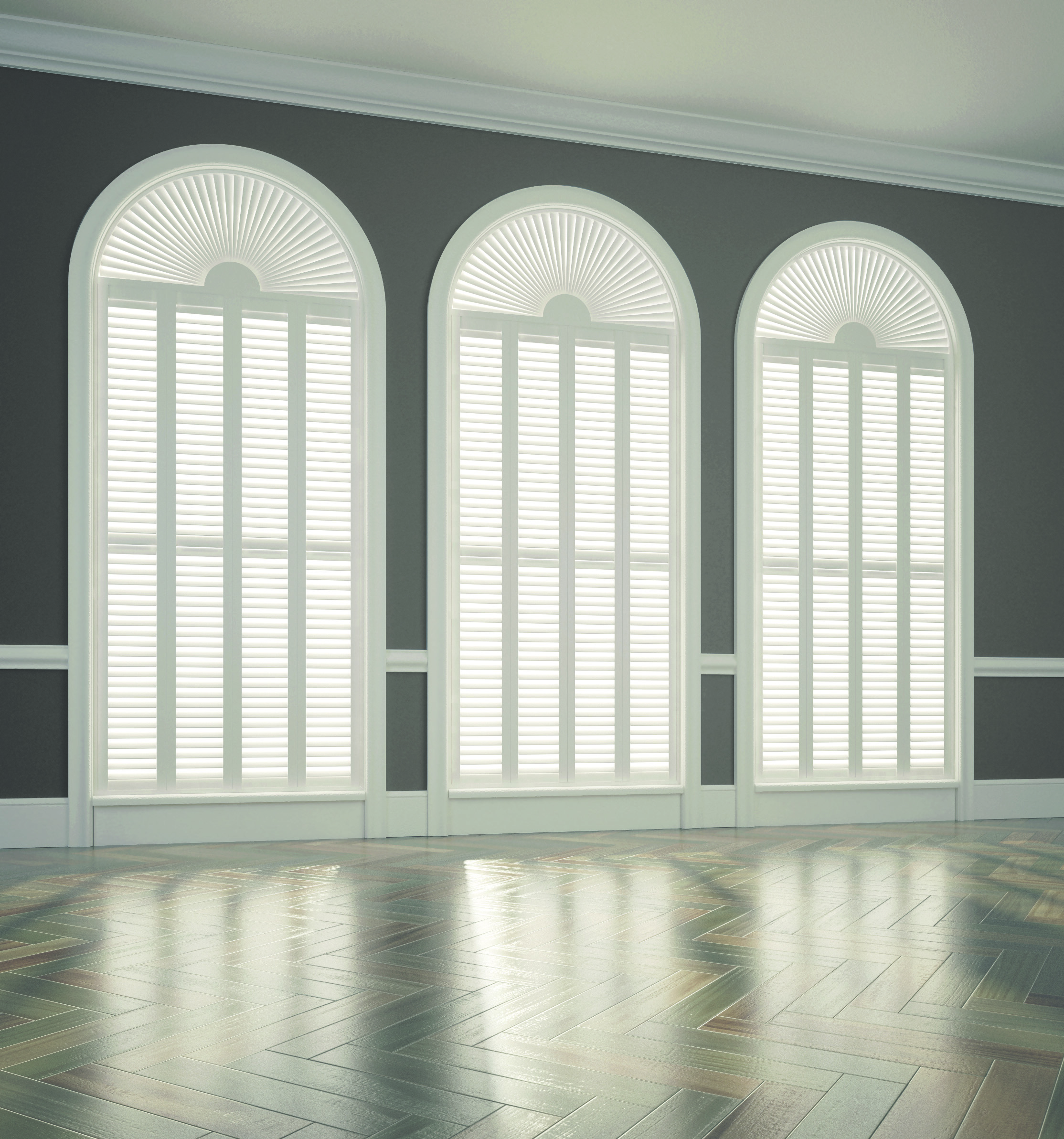 Shaped shutters in white